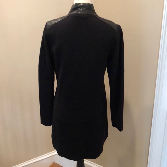 Eileen Fisher asymmetrical zip leather trim jacket - Picture 8 of 13